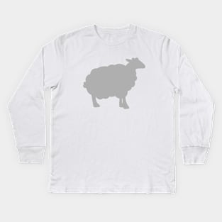 Sheep Silhouette Pattern in Grey on Mustard Yellow Kids Long Sleeve T-Shirt